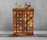 Mk Furniture Modern Solid Sheesham Wood Bar Cabinet Solid Wood Bar Cabinet