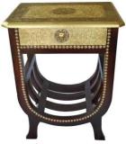 Monika Art Handcrafted Brass U Shape Table For Living Room/Wooden Brass Bedside Solid Wood Side Table