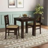 Mooncraft Furniture Wooden Dining Table with 2 Chairs Solid Wood 2 Seater Dining Set