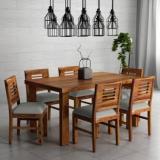 Mooncraft Furniture Wooden Dining Table With 6 Chairs Solid Wood Solid Wood 6 Seater Dining Set