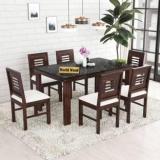 Mp Enterprises Sheesham Wood Marble Finish Table Top Dining Set For Home/Hotel Solid Wood 6 Seater Dining Set