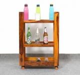 Muralicraft Solid Wood Bar Trolley Serving Trolley Kitchen Trolley For Home & Bar Furniture Solid Wood Bar Trolley