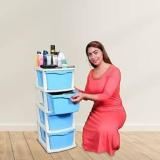 My International Blue Color 4 Layer Storage Drawer Organizer Plastic Free Standing Chest Of Drawers