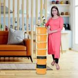 My International Orange Color 6 Layer Storage Drawer Organizer Plastic Free Standing Chest of Drawers