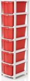 My International Red Color 6 Layer Storage Drawer Organizer Plastic Free Standing Chest Of Drawers