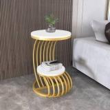 Namra Arts Round Side Table Iron Frame Wooden Top Coffee Table Small Sofa End Table Engineered Wood End Table