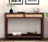 Navya Handicraft Solid Sheesham Wood Console Table With 2 Drawers And 1 Open Shelves Storage | Solid Wood Console Table