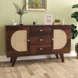 Navya Handicraft Solid Sheesham Wood Sideboard Cabinet With 3 Drawers And 2 Door Storage Solid Wood Free Standing Sideboard