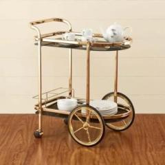 Nb Creation Serving Trolly Gold Metal Bar Trolley