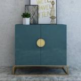 Ng Decor 2 Door Peacock Blue Console Table Storage Cabinet Entryway Gold Accent Engineered Wood Console Table