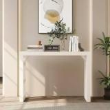 Ng Decor 48 Inch Narrow Wooden Entryway Table With Modern White Waterfall Console Table Engineered Wood Side Table