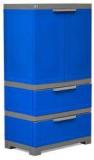 Nilkamal Freedom Multipurpose Cabinet With Two Drawers In Blue & Grey Color