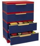 Nilkamal Kids Freedom CHESTER 14 With Four Drawers In Pepsi Blue And Bright Red Colour