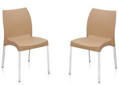 Nilkamal Novella Series 7 Set Of 2 Chairs In Biscuit Colour