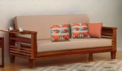 Nmt Furniture Solid Sheesham Wood 3 Seater Fold Out Sofa Bed For Bed Room & Living Room. 3 Seater Double Solid Wood Fold Out Sofa Cum Bed