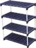 Novatic Bookcase 4 Tier Books Storage Organizer Open Display For Home, Office, Library Plastic Open Book Shelf