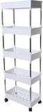 Novatic Kitchen Wine Storage Cart With Wine Rack/Glass Holder, Serving Trolley Plastic Bar Trolley