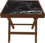 Nutcase Black Marble Solid Wood Side Table