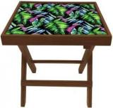 Nutcase Purple And Green Tropical Leaf Solid Wood Side Table