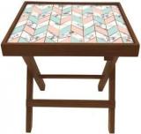 Nutcase White And Pink Marble Pastel Solid Wood Side Table