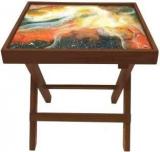 Nutcase Yellow And Green Space Watercolor Solid Wood Side Table