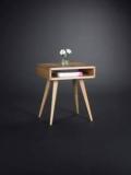 Odejia open Shelf End table Side table With Four Foldable leg Solid Wood End Table