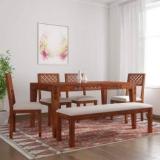 Oldwood Sheesham Wood 4 Seater Dining Table With 4 Chairs Solid Wood 4 Seater Dining Set