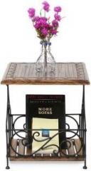 Onlineshoppee Wood & Iron Metal End Table