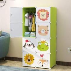 Owme 8 Door 8 Shelf Fabric Carbon Steel PP Collapsible Wardrobe for Kids PP Collapsible Wardrobe