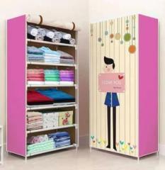 Pali Boy Pink 6 Shelve Unbreakable Material PP PVC Collapsible Wardrobe