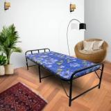 Palmen Aadhar Folding Bed For Sleeping With Mattress On Top & Plywood Base Metal Single Bed