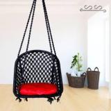 Patiofy D Shape Swing for Adults and Kids, Jhula Indoor, Wooden Swing Chair, Hammock Swing Cotton Large Swing