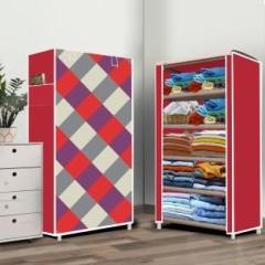 Poowerest 5 Shelf Diamond Wall Print PVC Collapsible Wardrobe