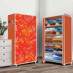 Poowerest 5 Shelf School Pattern Print PVC Collapsible Wardrobe