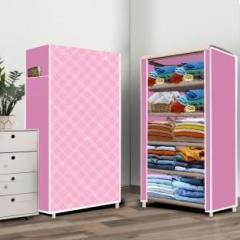 Poowerest 5 Shelf Stars Pattern Print PVC Collapsible Wardrobe