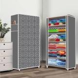 Poowerest 6 Layer Cabinet Printed PVC Collapsible Wardrobe