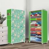 Poowerest 6 Layer Cartoon Rabbit Printed PVC Collapsible Wardrobe