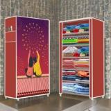 Poowerest 6 Layer Couple Printed PVC Collapsible Wardrobe