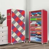 Poowerest 6 Layer Diamond Wall Printed PVC Collapsible Wardrobe