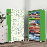 Poowerest 6 Layer Leaf Printed PVC Collapsible Wardrobe