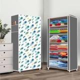 Poowerest 6 Layer Peacock Feather Printed PVC Collapsible Wardrobe