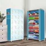 Poowerest 6 Layer Soft Lily Flower Printed PVC Collapsible Wardrobe