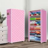 Poowerest 6 Layer Stars Pattern Printed PVC Collapsible Wardrobe