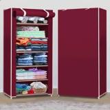 Porchex 1 Door 6 Shelf Fabric PP Metal, Office, Badroom, Kids Rooms, Storage Rooms Carbon Steel Collapsible Wardrobe