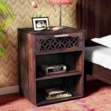 Pr Furniture Premium Quality Sheesham Wood Bed Side Table Finish : Walnut Solid Wood Bedside Table