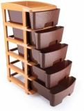 Primelife Plastic Modular Drawer Storage Organiser Layer 5 Brown Plastic Free Standing Cabinet