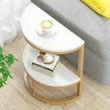 Priti 2 Tier End Table Semi Circle With Storage Shelf Engineered Wood End Table