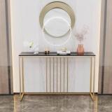 Priti Entryway Console Table Tabletop Long Table with Golden Frame Narrow Table Engineered Wood Console Table