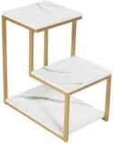 Priti Modern End Tables, 3 Tier Chair Side Table Night Stand With Storage Shelf Stone End Table