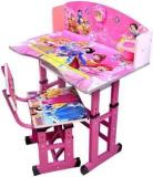 Puci Baby Desk /Kids Study Table Chair Premium Cartoon Printed Height Adjustable Solid Wood Study Table